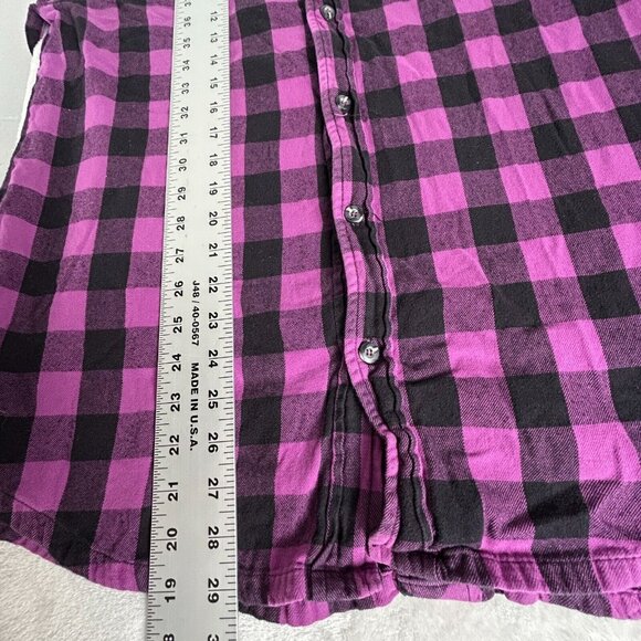 Eleven Stitch Design Women's Button Down Shirt L/S  Purple Plaid  Large USA - Picture 9 of 9